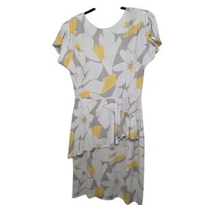 VTG Katie Women's 80S Y2K Floral Button-Down Back Midi Dress Ruffle Hem Size 10